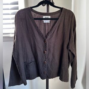 Flax Linen Lightweight V-Neck Overshirt Jacket